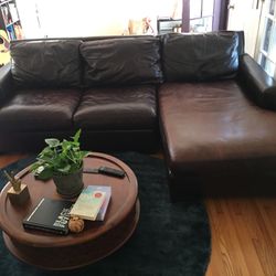 Dark Brown Leather Sectional  Sofa