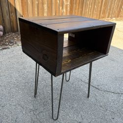 Antique Rustic Wood Side Table