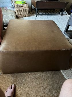 Large brown Leather Ottoman