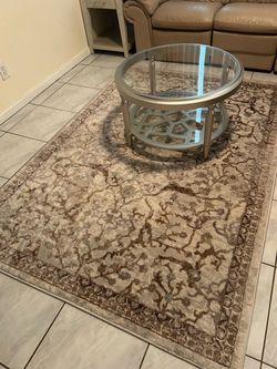 Round glass & metal coffee table