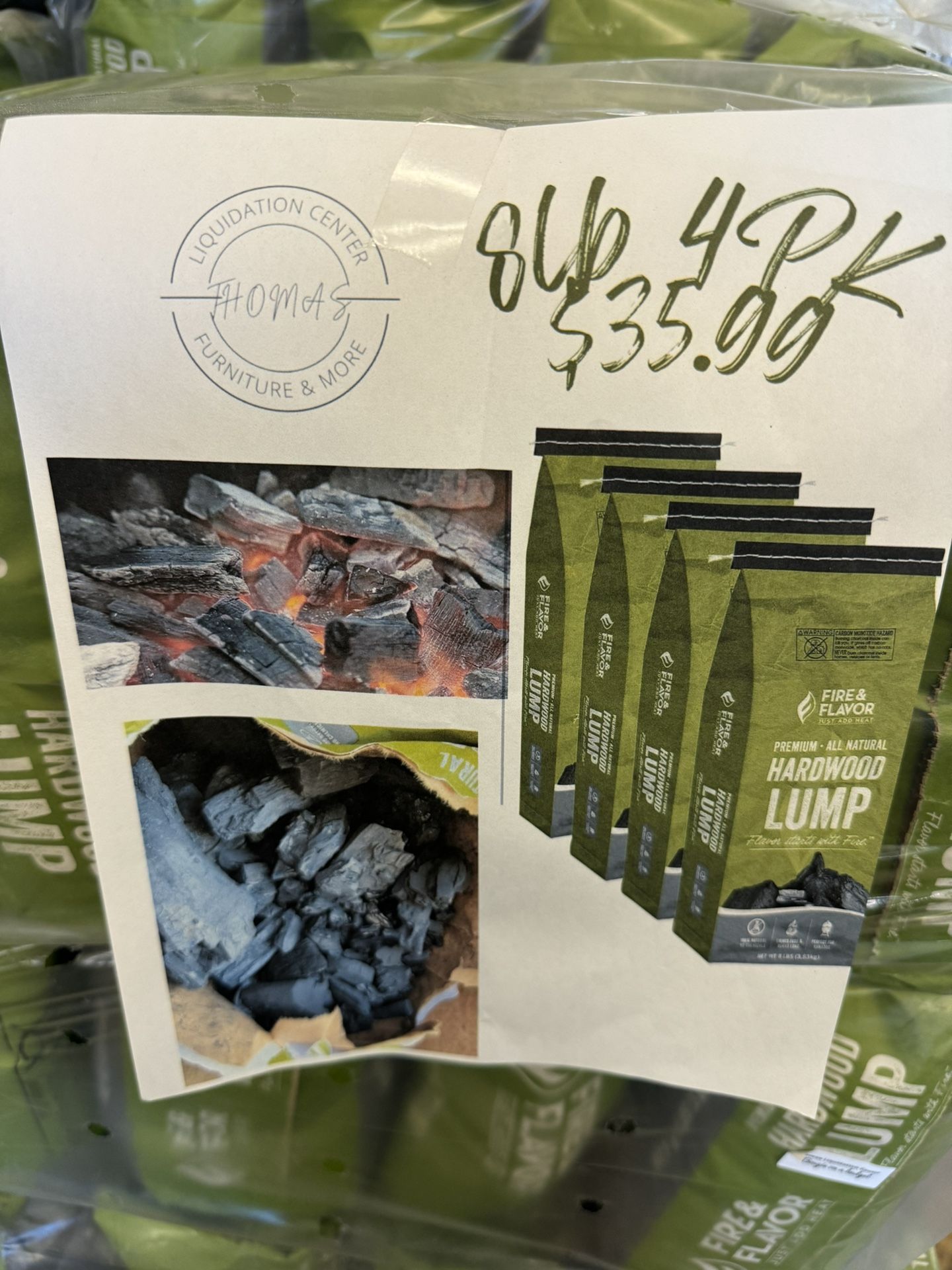 Wood Lump 32 Pound (4) Bags Total