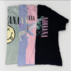 Nirvana Women’s Bundle T-shirts 3 1X, 1 XL. All Fit The Same, Total Of 4 Shirts.