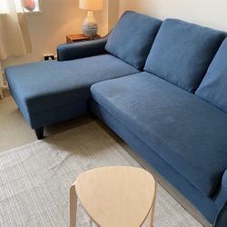 Navy Blue Modern Trundle Sectional Sofa