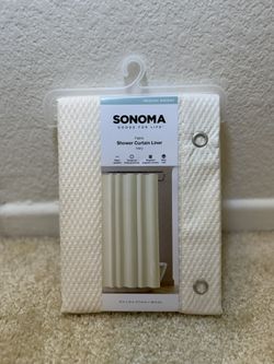 Sonoma Goods For Life Medium Weight Fabric Shower Curtain Liner (Ivory)