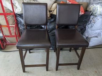 Pair of 24" faux leather seat height dining room chairs