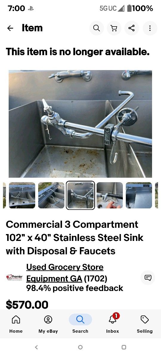 Commercial Stainless Steel Three Sink With Disposal And Faucets