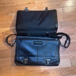 Kenneth Cole Leather Business Laptop Portfolio Messenger Bag