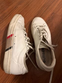 Burberry White Leather Low-Top Sneakers