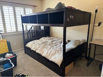 Twin Over Full Bunk Bed w/ Storage & Drawers - $125
