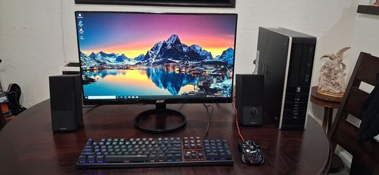 Hp desktop computer windows 10. good working condition. Wifi adapter.  AMD Athlon 824 processor.    500 gb  hard drive.   64 bit operating system.   d