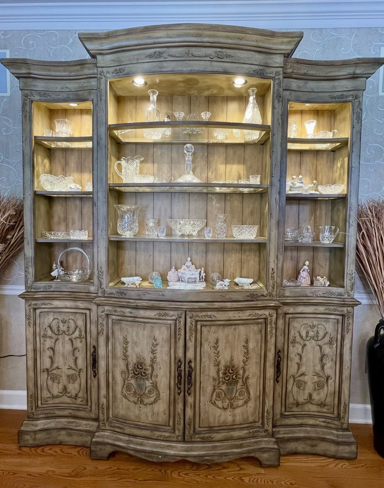 Hooker Hand-Painted Hutch and Buffet