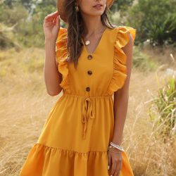 Sundress Sunflower Ruffle Dress