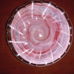 Murano Glass Pink Centerpiece On Sliver Pedestal
