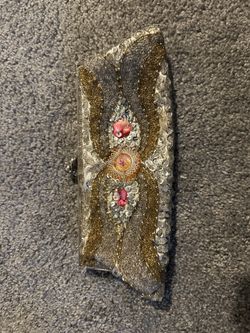 Gold & Silver Sequin Evening Clutch Purse with Chain Strap