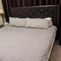 King Bed Frame And 2 Twin XL Mattresses 