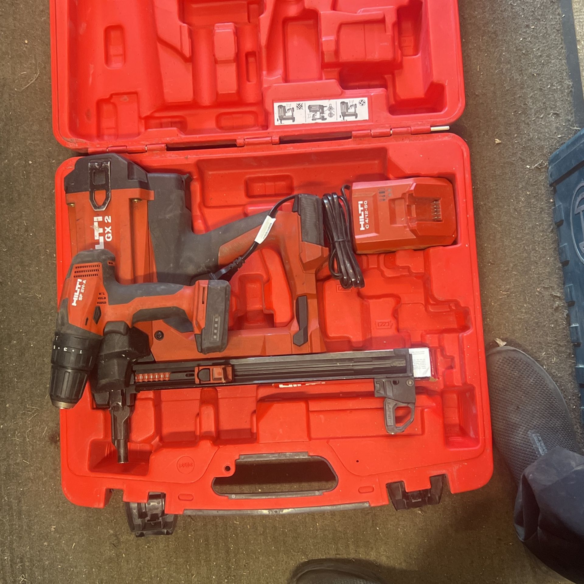 Hilti Gx2 And Hilti Sf2H – A Nail Gun And Drill Two Batteries Charger Carrying Case