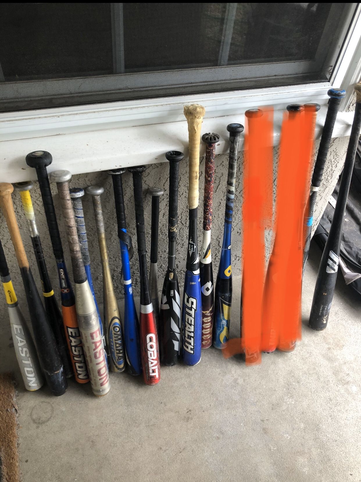 Baseball bats, different lengths and weights