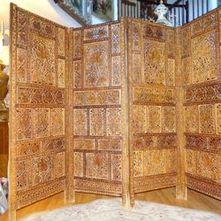 Hand Carved Mahogany Screen 