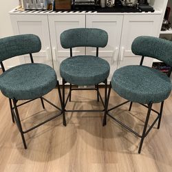 24'' Bar Stools Set of 3, for Kitchen Island. Green