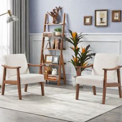 Accent chairs / mid century modern Arm chairs (set of 2!) ivory White