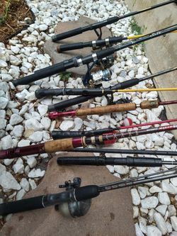 Fishing Gear! 12 poles and fully stocked tackle box