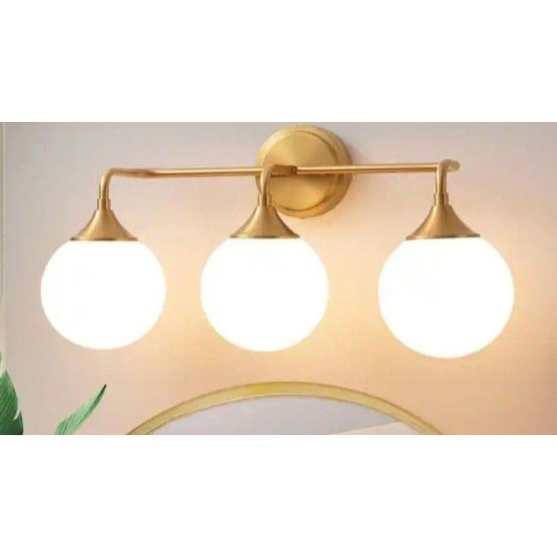 Dieden 22.44 in. 3-Light Gold Vanity Light with Milk White Glass Shade