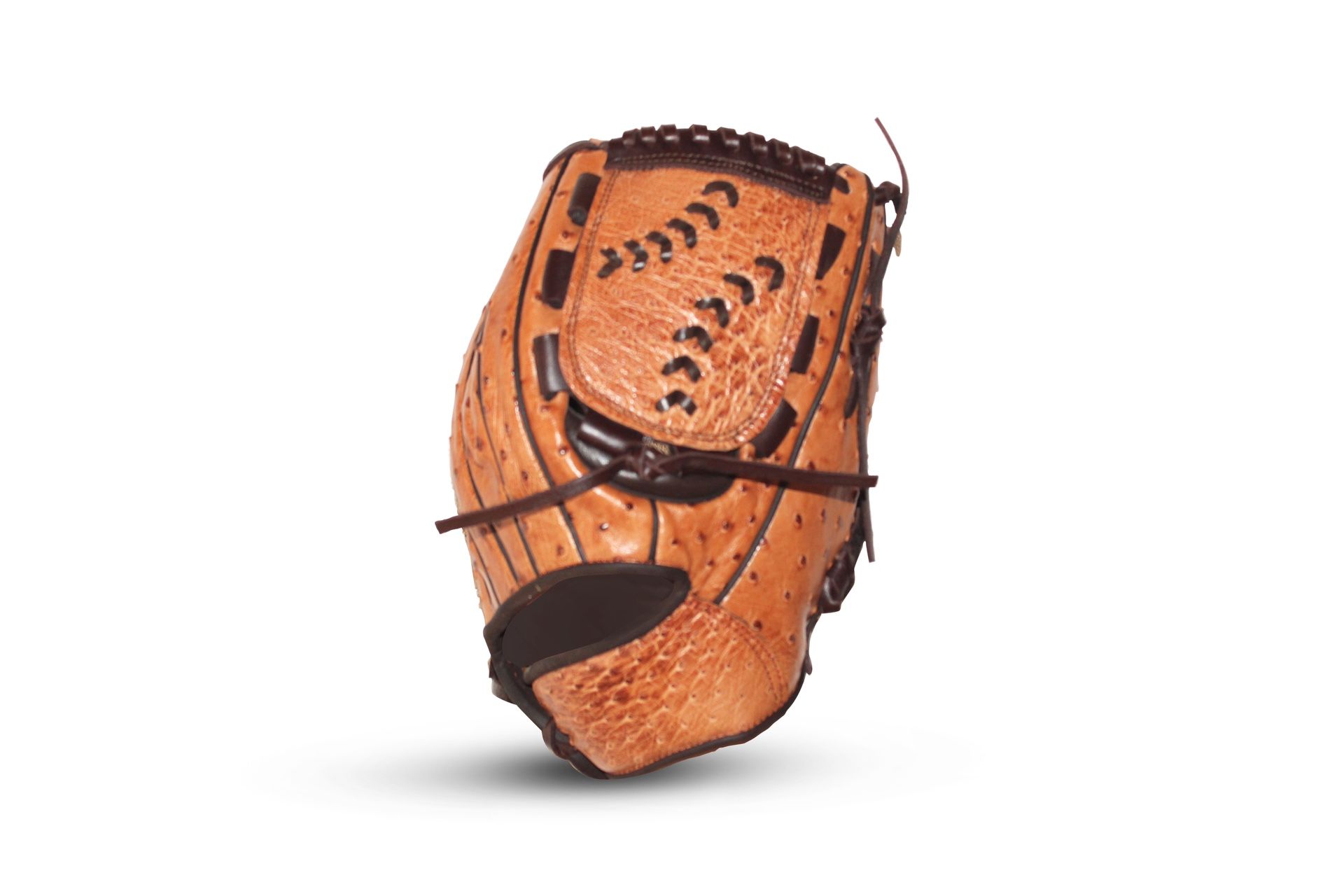 12 inch Ostrich Leather Baseball stitch web mit