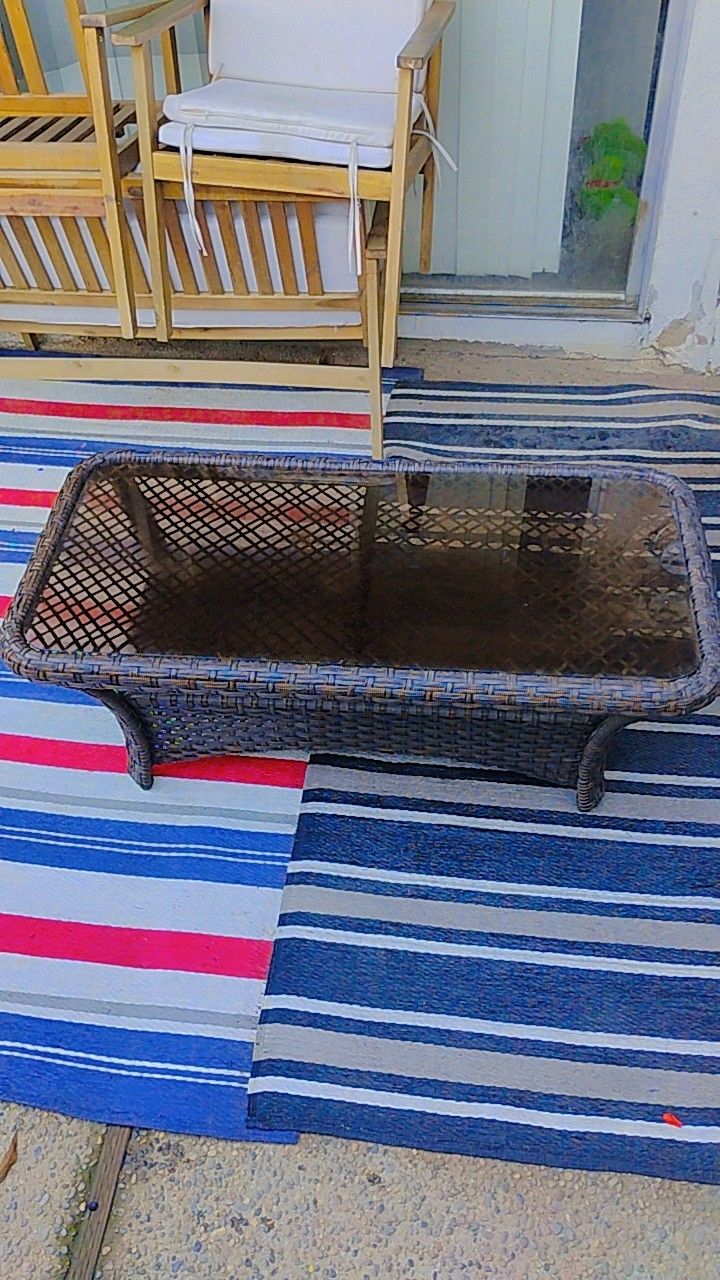 GLASS BROWN PATIO TABLE