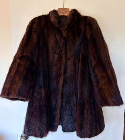 Vintage Muskrat Fur Coat Mid Length