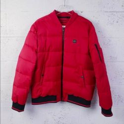 Men's Varsity Puffer Calvin Klein Red and Black Puffer Jacket Large
