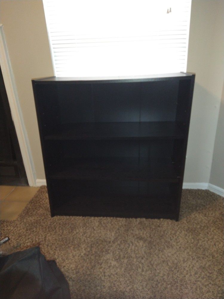 Black Bookcase 3-Open Shelves 