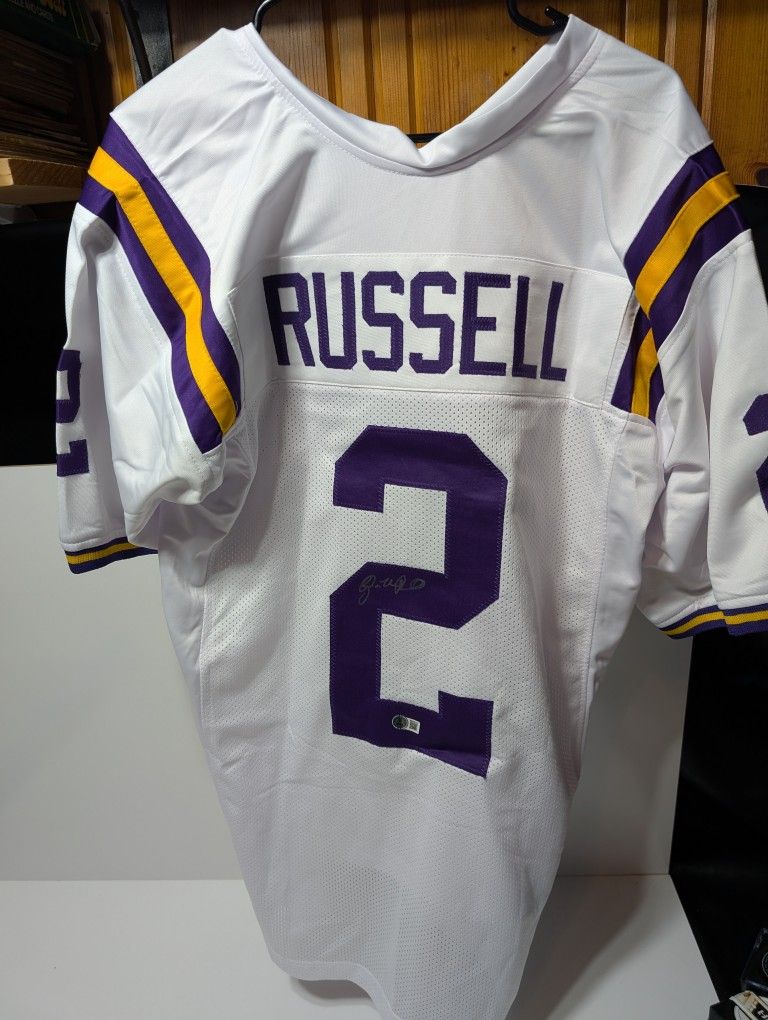 JaMarcus Russell Signed LSU Tigers White Jersey Beckett Witness Certified Autograph #2