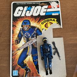 Vintage G I JOE COBRA OFFICER (THE ENEMY) from 1982-straight armed-w/CARD AND WEAPON- COMPLETE SET