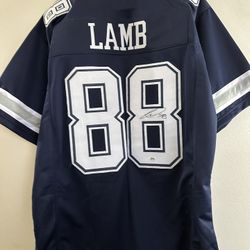 CEEDEE LAMB SIGNED DALLAS COWBOYS AUTOGRAPHED CUSTOM FOOTBALL JERSEY W/COA 1053
