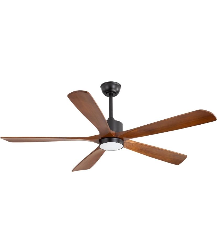 60 Inch Ceiling Fan with Light Natural Solid wood blades Outdoor/Indoor
