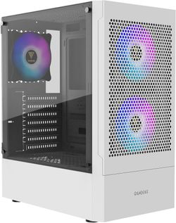 GAMDIAS White RGB Gaming ATX Mid Tower Computer PC Case