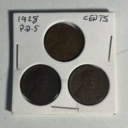 1928 PDS Lincoln Wheat Cent Coins