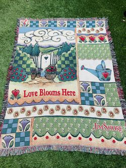 NWT Jim Shore "Love Blooms Here" Tapestry Throw Blanket