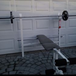 Olympic Bench Press And Weights 