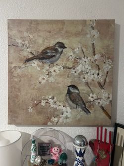 Bird / cherry blossom canvas art