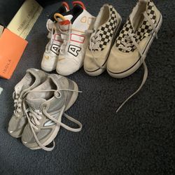 Used kid boy shoes vans 8.5c Nike air 10c but strings is cut and used new balances size 11c everything for 15.00