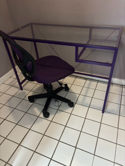Purple Glass Desk with chair