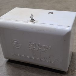 Vintage Fort Howard White Metal Paper Towel Dispenser With Key 
