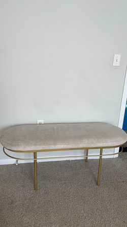 Upholstered Bench with Gold Metal Frame