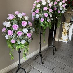 Big Candle Holder With Flowers 