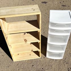 $10 EACH WOOD BOOKSHELF PLASTIC STORAGE DRAWERS 47TH AVE. AND DOBBINS IN LAVEEN