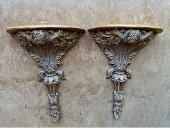 2 Vintage Style Gold Decorative Wall Shelf Brackets, Repisas Pared, home decor, room,