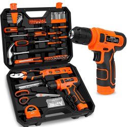 139-Piece Tool Set - Tool Kit with 8V Cordless Drill Driver in ToolBox Storage Case, General Household Drill Set for Home Repairs, Handyman, DIY Proje