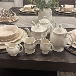 Lace Shabby Chic Ivory Tea Pot Set Collection 