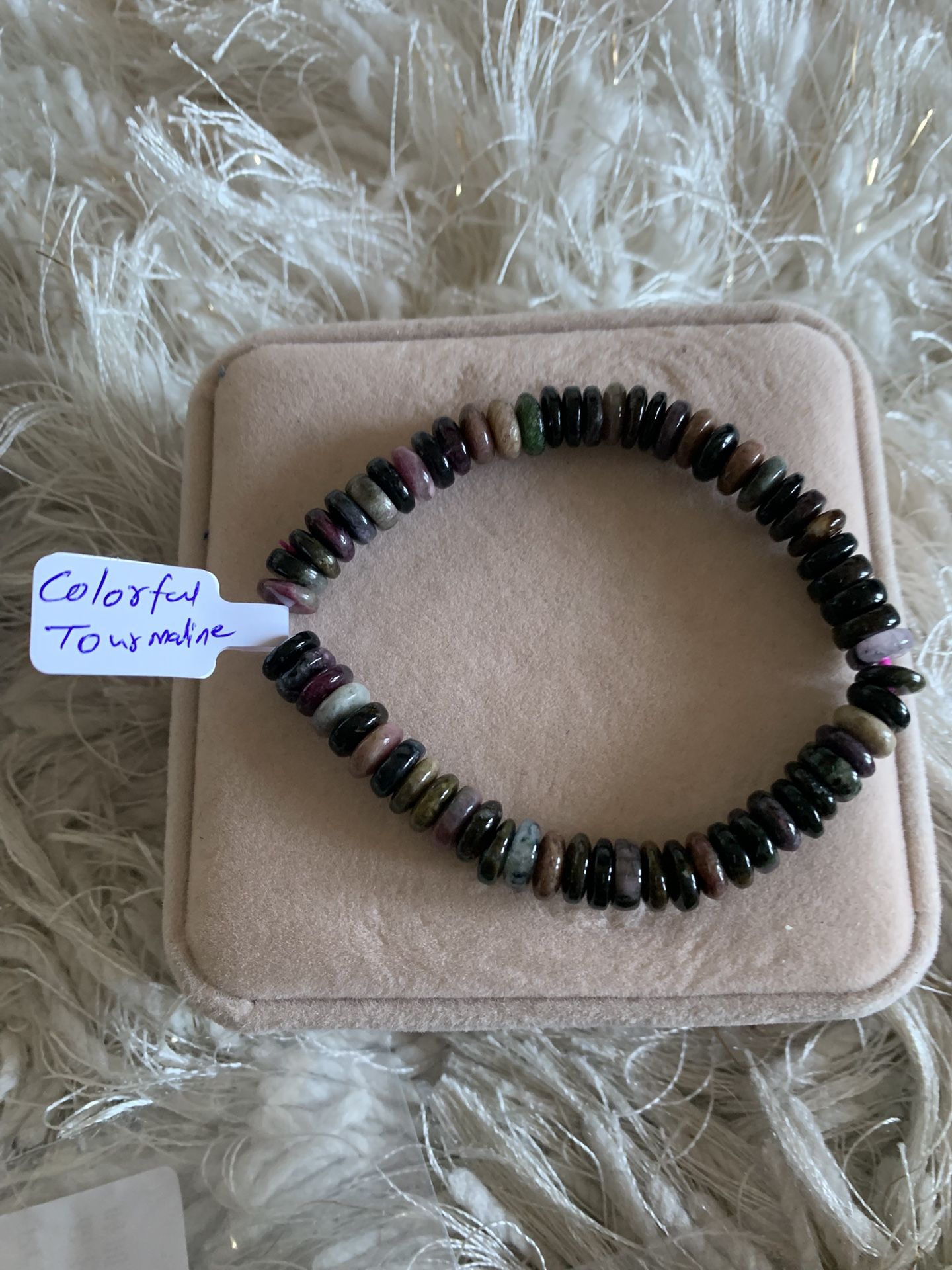 Elegant Colorful dark tourmaline donut shape beads bracelet